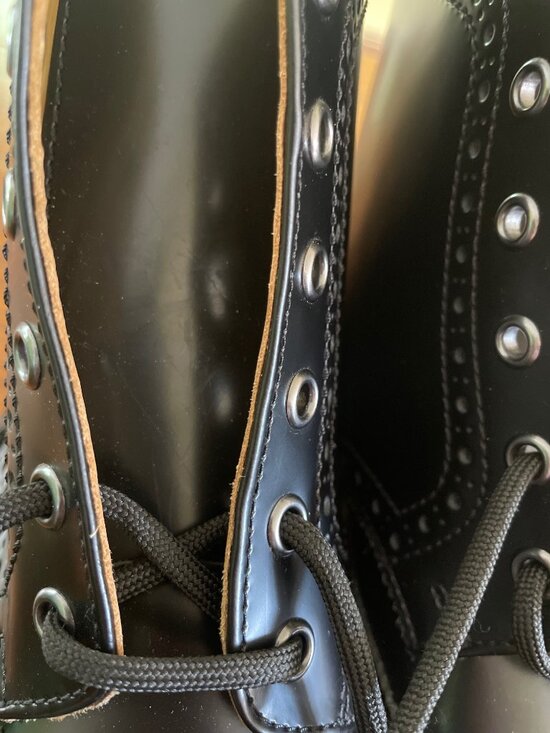 Solovair Black Hi-Shine 6 Eye Brogue Boot main image 9